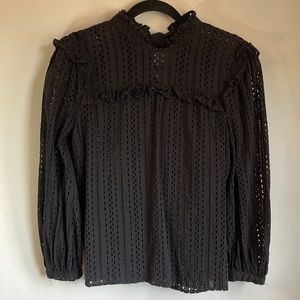 Madewell black eyelet blouse